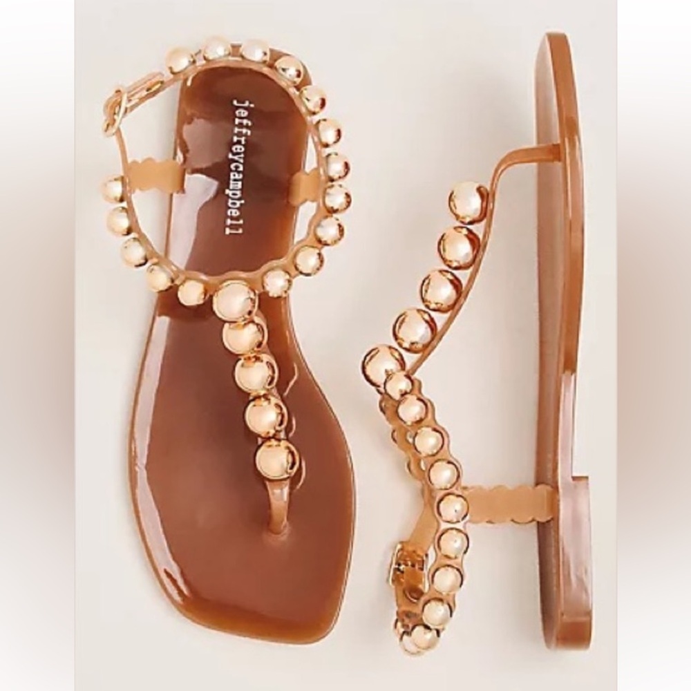 Jeffrey Campbell Pearl Jelly tan Sandals size 39/8 N w/o box